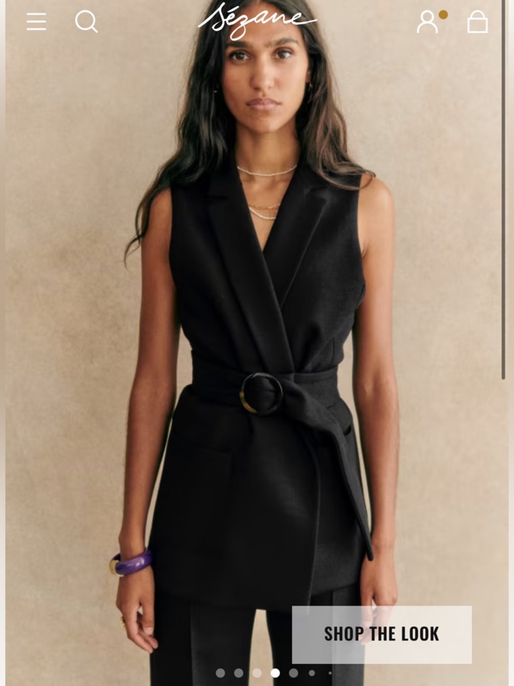 Sézane Black Sleeveless Belted Blazer Vest